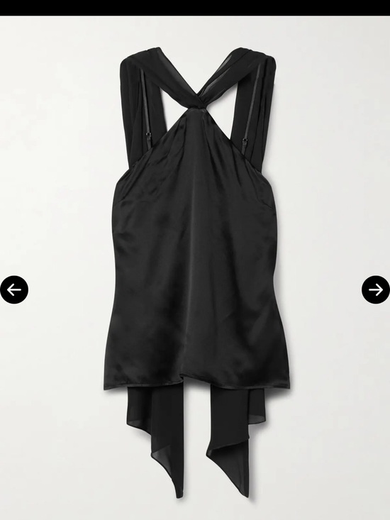 L'AGENCE Tops - L'AGENCE NWT Rivera Black Silk Satin Cape-Effect Crepe De Chine Halter Top
